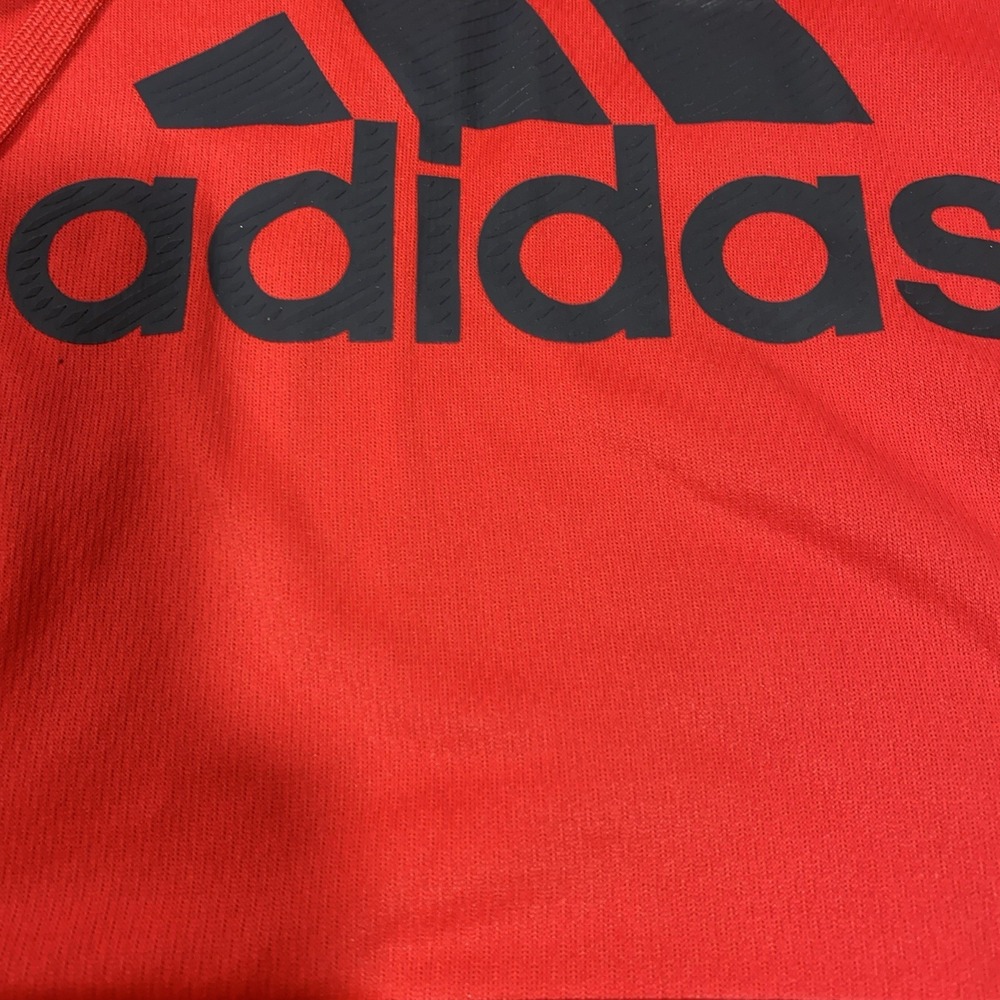 NWT Adidas Red Fleece Logo Hoodie Sweatshirt Small Soft Pullover Athletic Fit - Picture 2 of 7